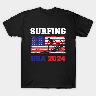 Surfing Sport Summer Games 2024 USA T-Shirt